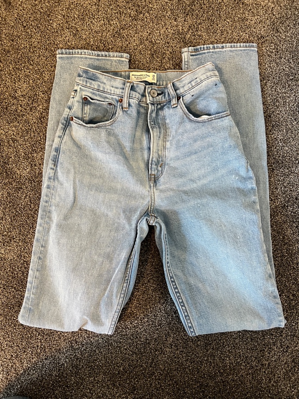 Abercrombie & Fitch Light Blue High-Rise Straight Jeans Curve Love